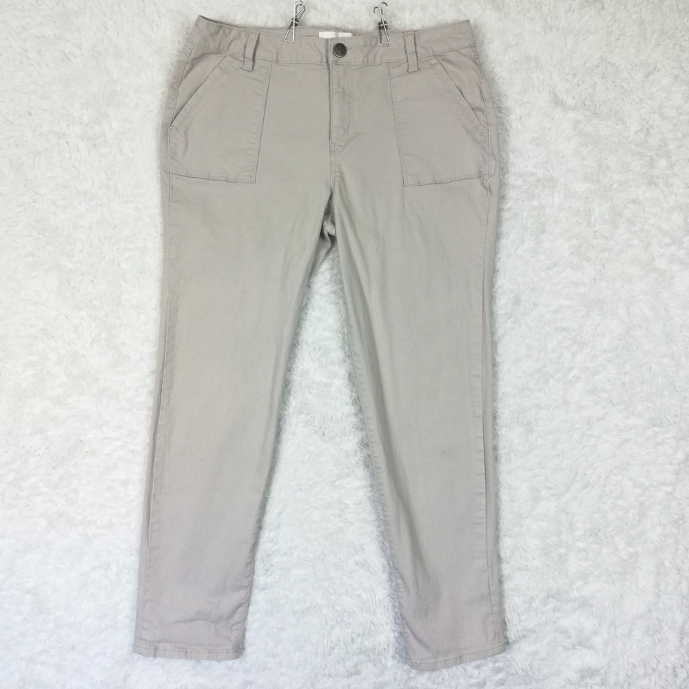 1822 Denim Womens Pants Utility Light Gray Front Patch Pockets Mid Rise 14